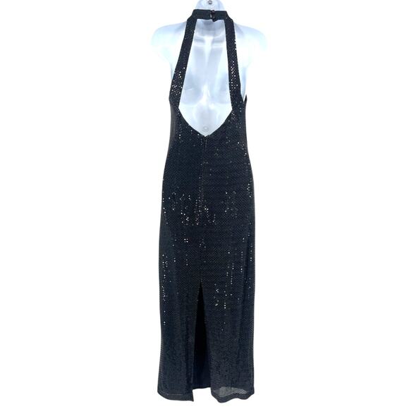 Vtg Y2K Roberta Sequin Formal Dress 9/10 Hoco Prom Halter Gala Halter 90s Goth - Picture 5 of 11